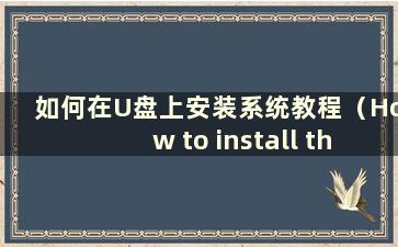 如何在U盘上安装系统教程（How to install the system on a U盘）